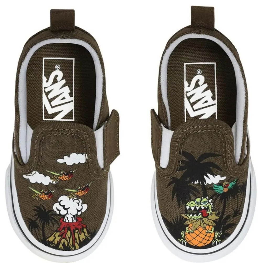 VANS SLIP-ON V DINO PINEAPPLE CLASSIC BABY TODDLER SHOES SIZE 3